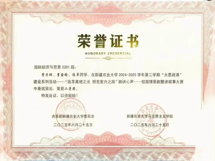 新疆荣誉证书